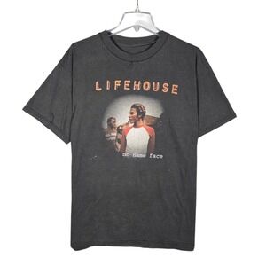 Vintage Lifehouse T-Shirt Mens Large No Name Face Album Cover Band Tour Black